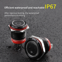 Saklar Tombol Tekan Logam Hitam 16/19/22mm 20A Arus Tinggi Diameter Pemasangan Tahan Air IP67 Saklar Tombol LED