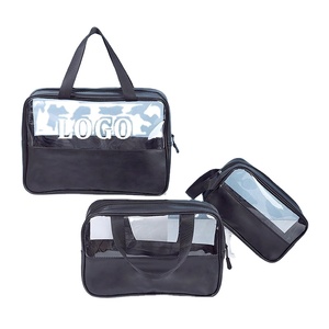 Custom Pu Leather Transparent Wash <b>Travel</b> Cosmetic Pouch <b>Set</b> Toiletry Pvc Makeup <b>Bags</b> with Personal logo Trousse De Toilette - Product Image 2