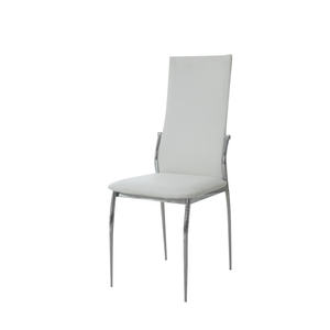 DB Modern High Back <b>Dining</b> <b>Chairs</b> 2pcs <b>White</b> Leatherette <b>with</b> Chrome <b>Legs</b> Farmhouse Style <b>Dining</b> Room Side <b>Chairs</b> - Product Image 4