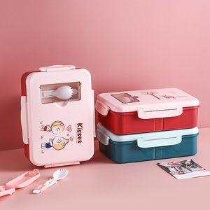 Plastic Lunch <b>Box</b> With Dividers Rectangle Sealable For Students And Office Workers Green Blue Color - Product Image 4