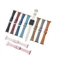 Bracelet de montre en cuir véritable avec fermoir à ardillon, texture litchi, design taille fine, pour montres de la série Watch, vente en gros disponible