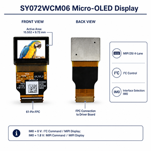 Micro-afficheur OLED 0,72'' 16:10 1920x1200 2000 nits MIPI pour caméra de casque FPV, EVF et caméra télémètre - Product Image 3