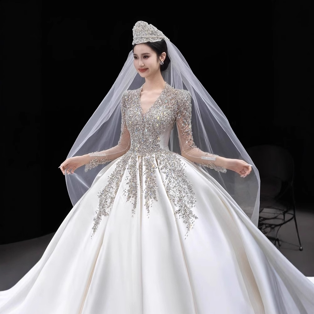 Bride Crown - Crown Wedding Gown - Elegant Floor-Length Design