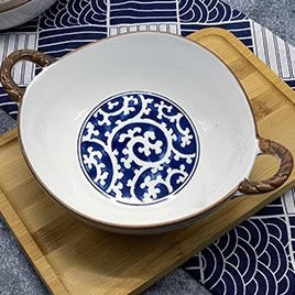 Cuencos de comida de porcelana con doble asa de 7,5 pulgadas, vajilla para el hogar, vajilla de cerámica Retro sencilla, cuenco para Cocina - Product Image 6