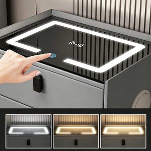 Modern Luxury Smart <strong>Bedside</strong> <strong>Table</strong> With Wireless <strong>Charging</strong> Bluetooth Speaker Fingerprint Lock LED Light Bedroom Nightstand - Product Image 5