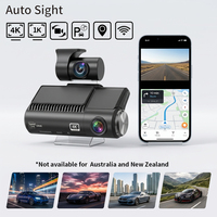 Caméra embarquée double objectif 4K avant/arrière Auto Sight avec vision nocturne, WiFi, GPS, enregistreur vidéo, prise en charge de la carte SD (128G/256GB)