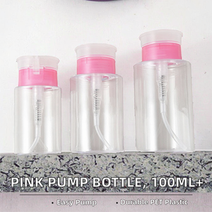 Stock <b>Plastic</b> Pink Screen Printed Nail <b>Polish</b> Remover Toner Makeup Remover Bottle 200ml for Pump Sprayer Skin Care Serum - Product Image 2