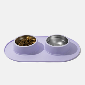 Double Collapsible Eco-Friendly No Spill Dog Food Bowls with Easy-to-Clean <b>Silicone</b> <b>Mat</b> Non-Skid Design for Pups - Product Image 1