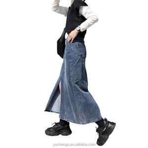 Stock de jupes streetwear hip hop pour femmes, taille haute, ligne A, denim, style coréen super stretch, pour les saisons d'été et d'automne - Product Image 6