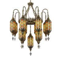 Lampes suspendues de galvanoplastie en bronze bohème de style turc matériel de haute qualité nouveau lustre en vitrail de conception