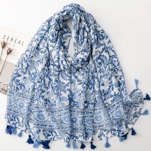 Floral <b>Gallery</b> Floral <b>Frame</b> Fringed Scarf Thin Sunscreen Beach Shawls Vacation-style Scarf Hijab Muslim Women - Product Image 4