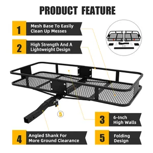 Aangepast Logo 500Lbs Verstelbare Opvouwbare Arm Bestelwagen Auto Suv Achterhef Gemonteerde Cargo Carrier Voor 2 "Ontvangers