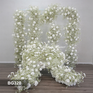 Fleurs artificielles DKB de haute qualité, roses blanches et gypsophile, pour décorations de fêtes et de mariages. - Product Image 2