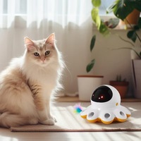 Jouet interactif pour chat en plastique avec plume, projection laser rotative automatique, silencieux, USB, pour chats d'intérieur