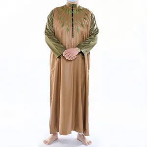 穆斯林男士服装伊斯兰兜帽，2023最新布卡设计非洲布卡刺绣长袖阿拉伯男士穆斯林服装布卡