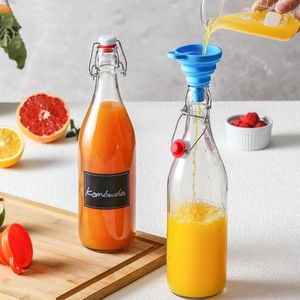 Bouteille en verre transparente avec bouchon à bascule de 500 ml, 750 ml, 1 L pour bière, jus, kombucha – Vente en gros, échantillon gratuit - Product Image 6