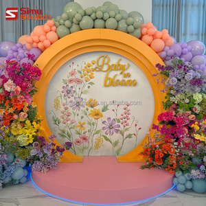 Nuevo Fondo de Pared Redondo 3D Amagized, Soporte de PVC para Fondo de Boda con Arco e Iluminación LED para Decoración de Eventos - Product Image 1