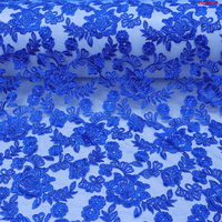 T-Win Luxe Bleu Floral Broderie Dentelle Tissu Écologique Haute Qualité 3D Guipure Tejido De Encaje De Bordado Tulle Tissu