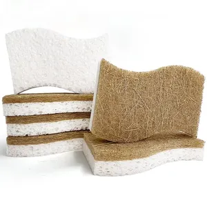Sisal Pulp Cotton Eco Friendly Biodegradable Natural Kitchen Sponge Limpieza Compostable Cellulose and Coconut Scrubber Sponge