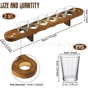 ถาดไม้ใส่เครื่องดื่มพร้อมหูจับ จุได้ 6 แก้ว สำหรับเสิร์ฟในบาร์ - Product Image 3