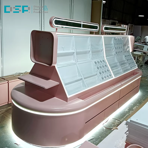 Mostrador de exhibición de cosméticos de madera con acabado lacado de la fábrica DSP Vietnam para centro comercial o salón de belleza - Product Image 5