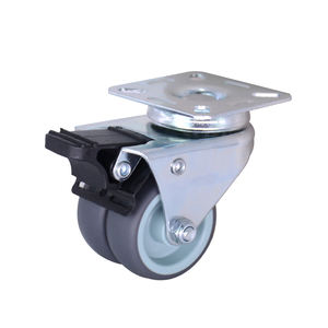 Roulette de verrouillage pivotante 2 pouces chargeant 50kg TPR Double roulette avec plaque de <span class=keywords><strong>zinc</strong></span> carrée - Product Image 4