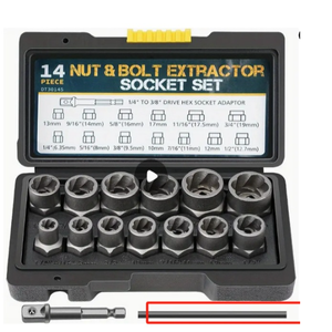 Set di 14 Estrattori per Bulloni e Dadi in Acciaio Cr-Mo, Strumento Professionale per Rimozione Viti Rotte e Antifurto - Product Image 4