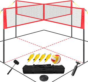 Ensemble de filet de <span class=keywords><strong>volley</strong></span>-ball complet réglable en hauteur et mobile pour la plage, la cour et les sports de plein air en famille - Product Image 2