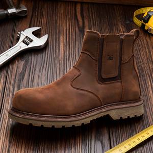 รองเท้าบูทตัวแทนจำหน่ายม้าบ้าปีหนึ่งของอุตสาหกรรมรองเท้าบูตสีน้ำตาล S501-N โรงงานจีนออกแบบได้ตามที่ต้องการ - Product Image 1