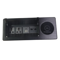 Prise de courant de bureau escamotable avec chargeur sans fil, prise US 10A, USB 18W, charge rapide, 2 ports, prise universelle pour table de conférence