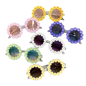 New Children's Flower Sunglasses Small Daisies Cute Small Flower Sunglasses Round <strong>Frame</strong> Petal <strong>Glasses</strong> <strong>Baby</strong> Girl Accessories - Product Image 2