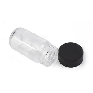 Bouteille en verre transparente de forme longue et ronde D44*H84mm 50ml avec couvercle à sécurité enfant - Product Image 2