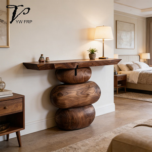 Table de couloir d'entrée en <span class=keywords><strong>bois</strong></span> massif, style rétro moderne, vent silencieux, convertible, meubles de maison, finition noire carbonisée pour le luxe - Product Image 1