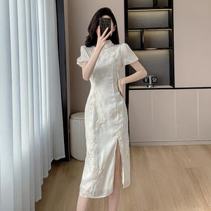 Nuomijia nobile migliorato Cheongsam giovane ragazza bianca pesante artigianato nuovo cinese stile nazionale vestito di fidanzamento 8720 - Product Image 3