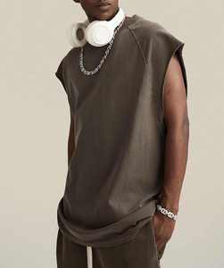 Người Đàn Ông Phổ Biến Của Mùa Hè 275 Gram Quá Khổ Làm Cũ Rắn Màu Không Tay Cotton T-Shirt Bán Buôn Tùy Chỉnh Giản Dị Trống Tank Top - Product Image 1
