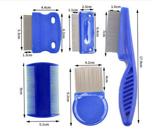 5パックノミシラミコームステンレススチール犬猫グルーミングコーム丸みを帯びた歯の両面プロフェッショナルペットの涙の汚れを取り除く - Product Image 3