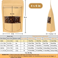 Sacs en papier kraft personnalisés imprimés sur mesure, mini sacs d'emballage pour cadeaux, épicerie, thé, café, avec soufflet et fermeture éclair