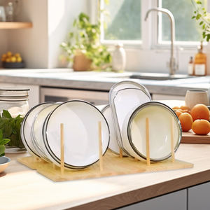 Youlike Séchoir à vaisselle en bambou de bonne qualité pour la cuisine, égouttoirs à vaisselle et assiettes pour comptoir de cuisine - Product Image 4