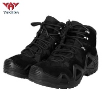 Yakeda Bottes Tactiques de Combat Montantes Imperméables Homme pour Randonnée, Vert Armée et Noir, en Caoutchouc, Idéales pour le Désert et l'Entraînement