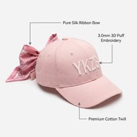 Custom logo unisex roze 5-panel 100% katoenen Oxford Dobby baseballcap met bladmotief, stippen, strik, zomer, strand, buiten, zonbescherming