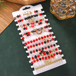 Horse Racing Day <b>Bracelet</b> Set 12pcs <b>Red</b> Black Beads Alloy Animal Design Gift Jewelry - Product Image 1