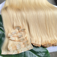 613 Blonde Remy Extensions de Cheveux Humains Clip Ins 7pcs Sans Soudure Invisible Peau Droite Trame Clip dans l'Extension de Cheveux