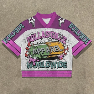 Maillots d'Entraînement Séchage Rapide Personnalisés Football Baseball Rétro Maille Ample et Oversize T-shirt Manches Courtes Tricoté - Product Image 1