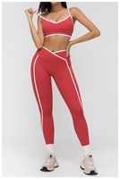 2 Set Pakaian Yoga Wanita, Pakaian Olahraga, Set Gym, Tracksuit, Legging Pinggang Tinggi, Sport Bra, Pakaian Atletik, Pakaian Fitness