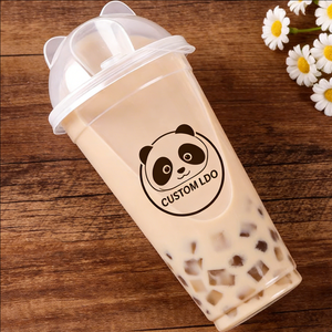 Milk Tea Pet Single Wall Plastic <b>Cups</b> with Black Cover 90mm 500cc <b>12oz</b> 18oz 30oz for Bubble Tea - Product Image 5