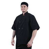 Veste de manteau de chef de cuisine uniforme de chef de restaurant à manches courtes noir professionnel