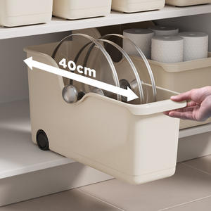 Boîte de rangement pour armoire de cuisine avec roulettes, rectangle, couleur unie, organisateur de conteneurs alimentaires pour étagères et comptoirs - Product Image 4