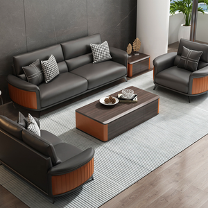 Ensemble <span class=keywords><strong>de</strong></span> canapés <span class=keywords><strong>de</strong></span> réception VIP en cuir pour espace <span class=keywords><strong>de</strong></span> repos <span class=keywords><strong>de</strong></span> bureau commercial, design moderne, mobilier commercial <span class=keywords><strong>de</strong></span> luxe léger - Product Image 4