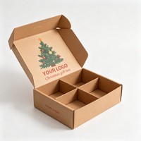 Boîte en carton ondulé biodégradable pour Noël, avec 4 compartiments, pour chocolats, bonbons, macarons, boîte cadeau, laminage imperméable