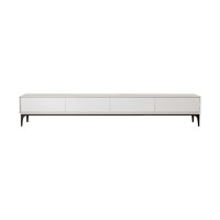 Conjunto de Mueble para TV y Mesa de Centro de Estilo Moderno y Minimalista, Mueble para TV de Patas Altas con Acabado Brillante para Sala de Estar